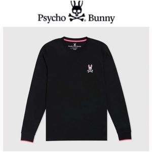 PSYCHO BUNNY BLACK FISKE LONG SLEEVE LOGO TEE / CREW NECK NWOT
